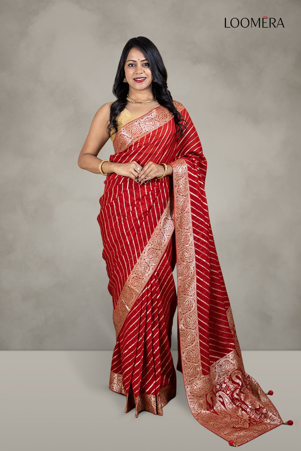 Crimson Red Silk Saree