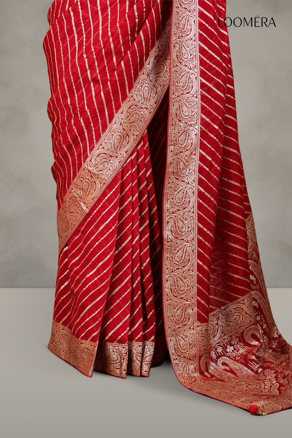Crimson Saree with Heavy Pallu