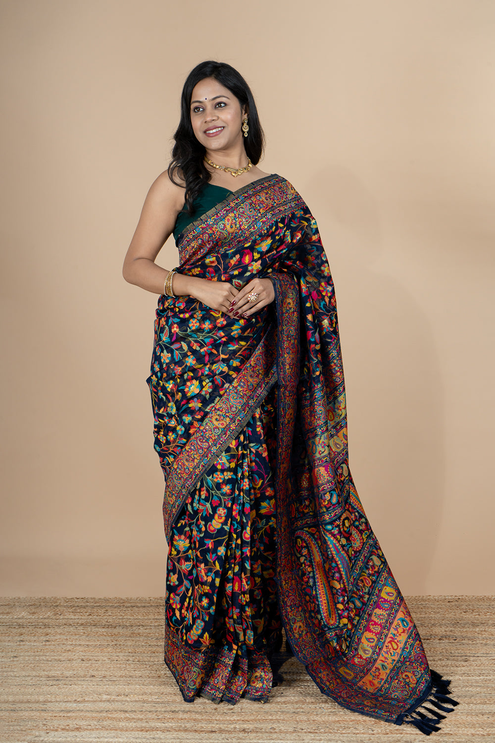 Dark Blue Kani Silk Saree
