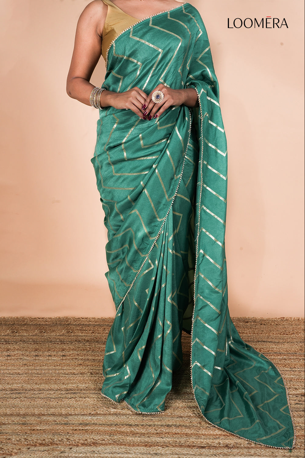 Dola Silk Saree with Golden Zari Weave