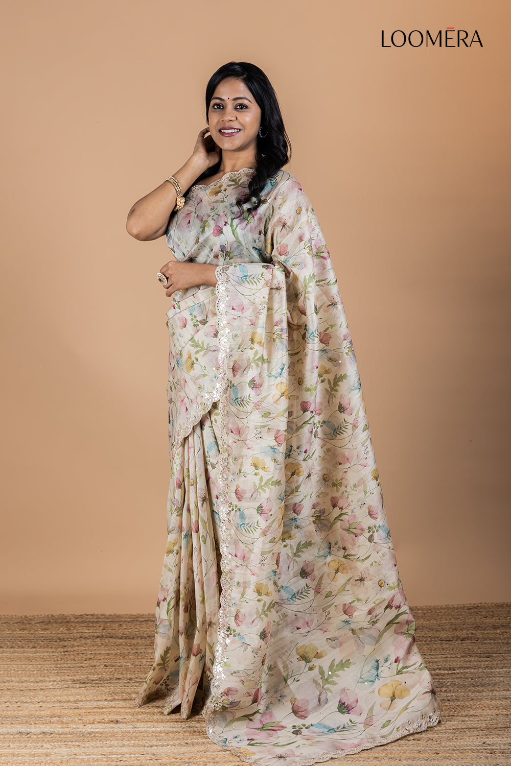 Floral Tussar Silk Saree