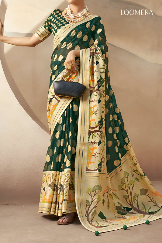 Forest Green Georgette Saree