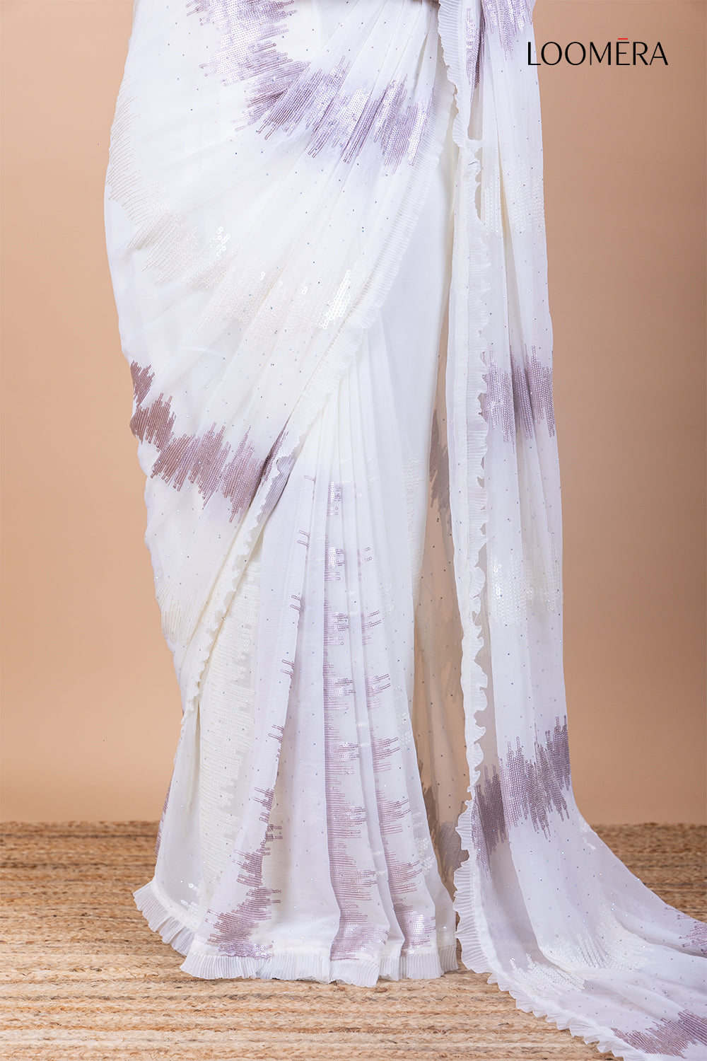 Georgette Off White Saree