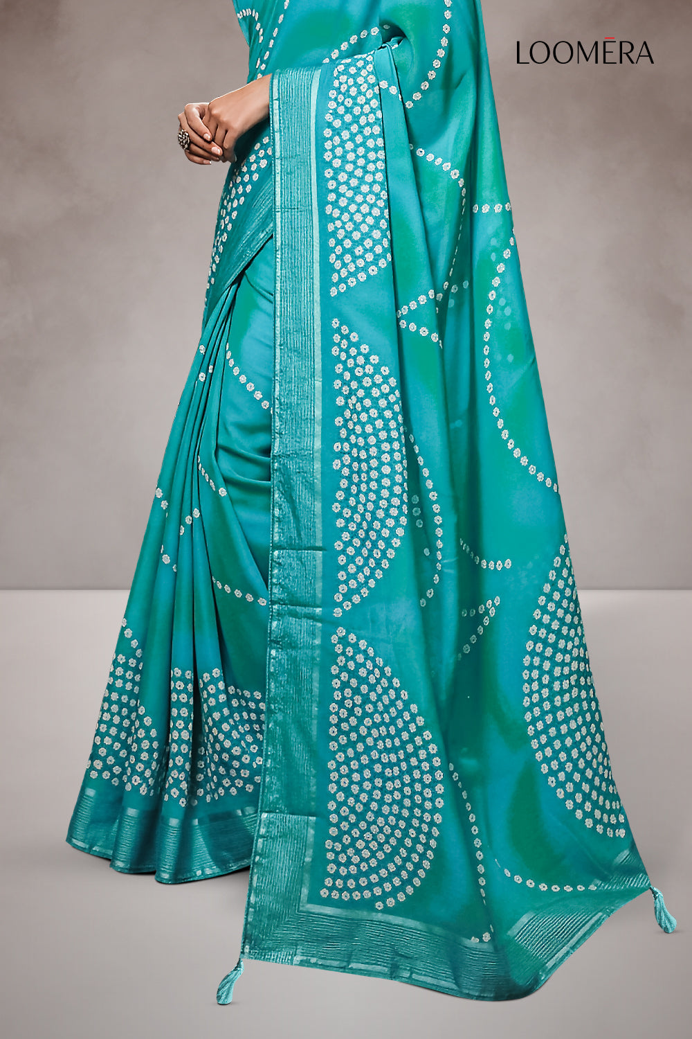 Georgette Saree Ocean Teal
