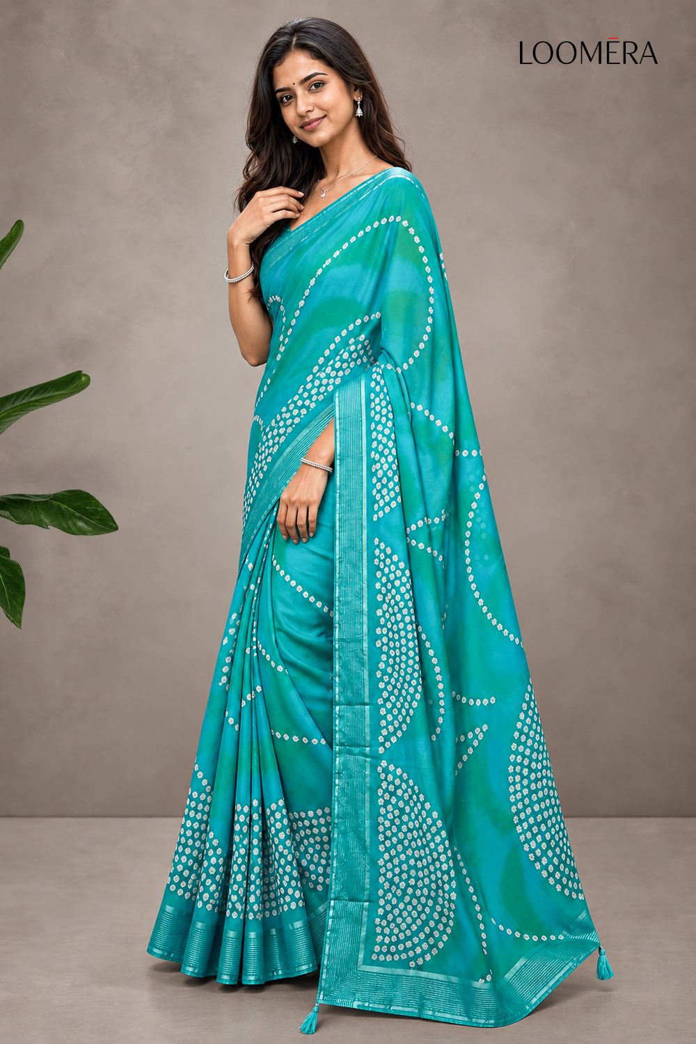 Georgette Saree Ocean Teal