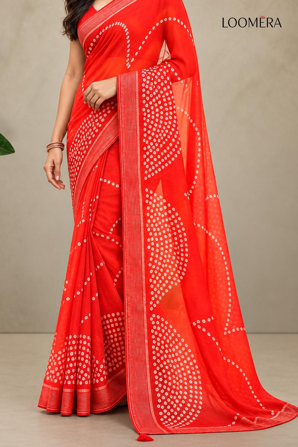 Georgette Saree Red