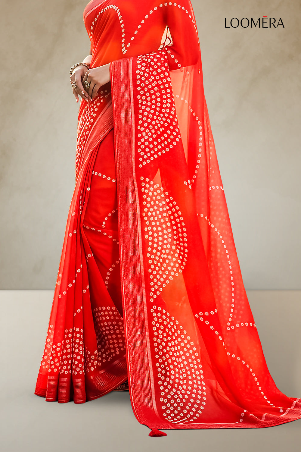 Georgette Saree Scarlet Red