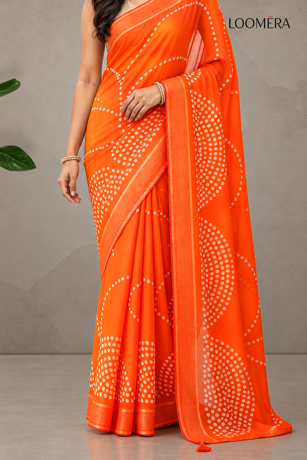 Georgette Saree Sunset Orange