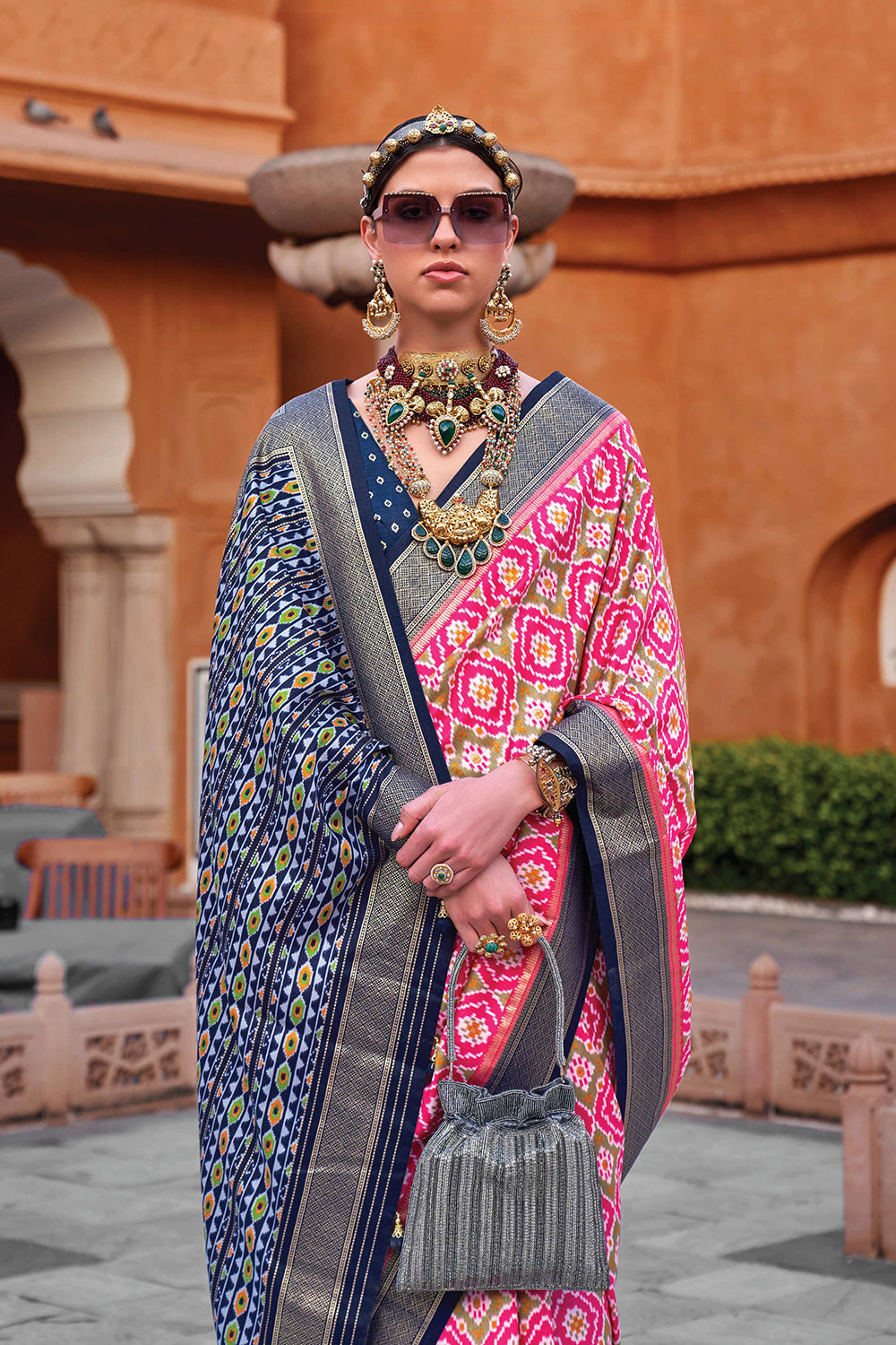 Gold Zari Border Viscose Silk Saree