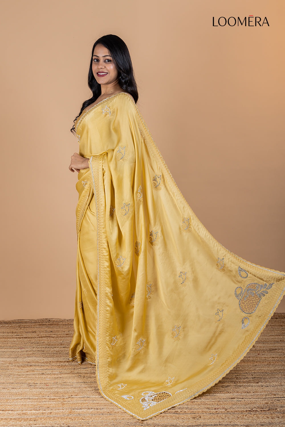 Golden Viscose Silk Saree