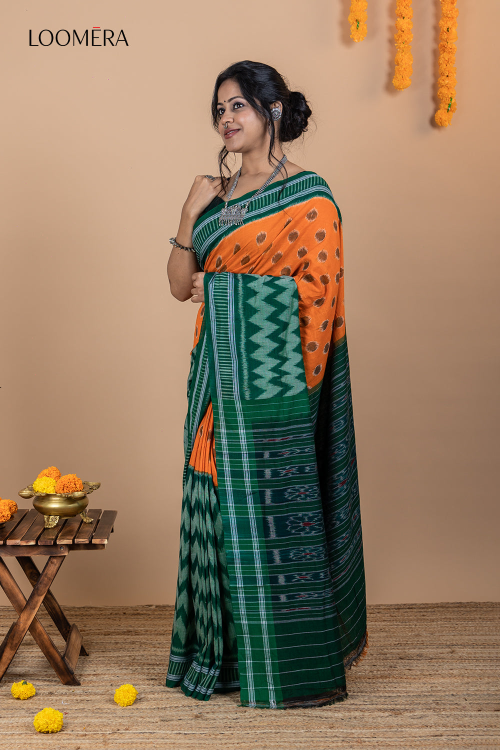 Green and Orange Saree