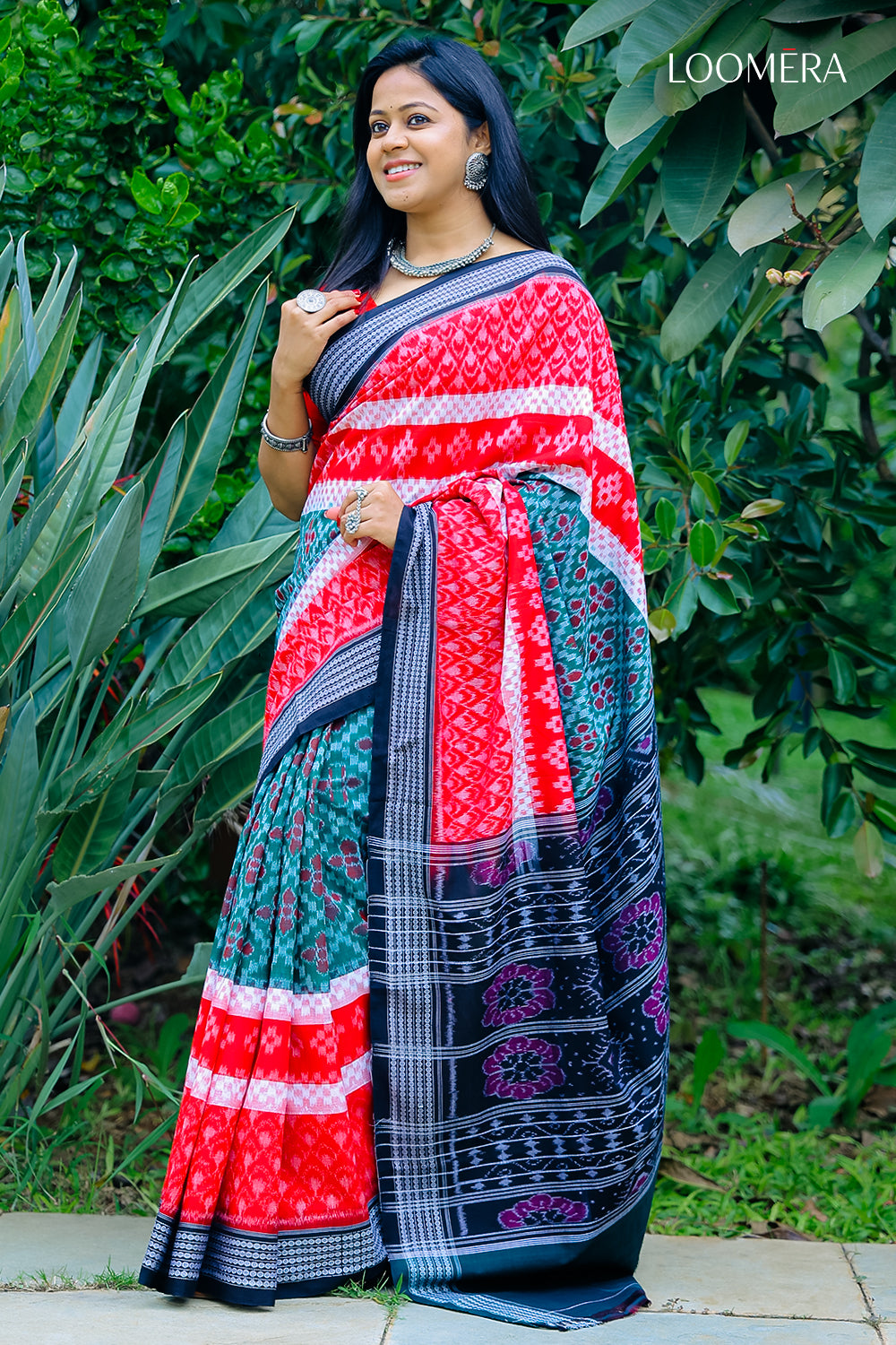 Green and Red Handloom Saree