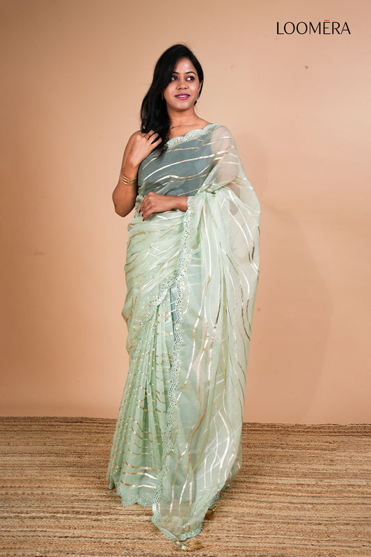 Green Organza Saree