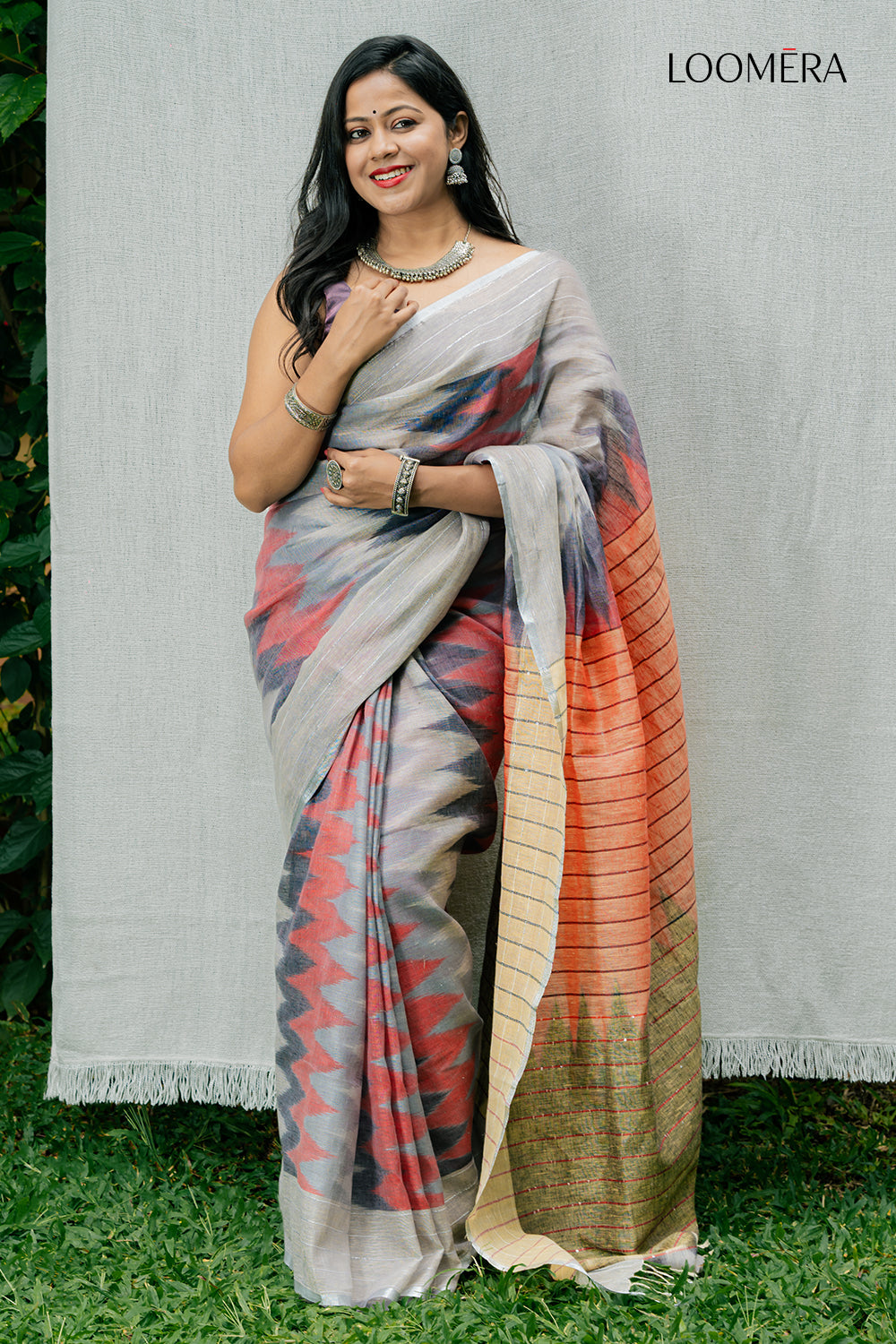 Grey Linen Saree