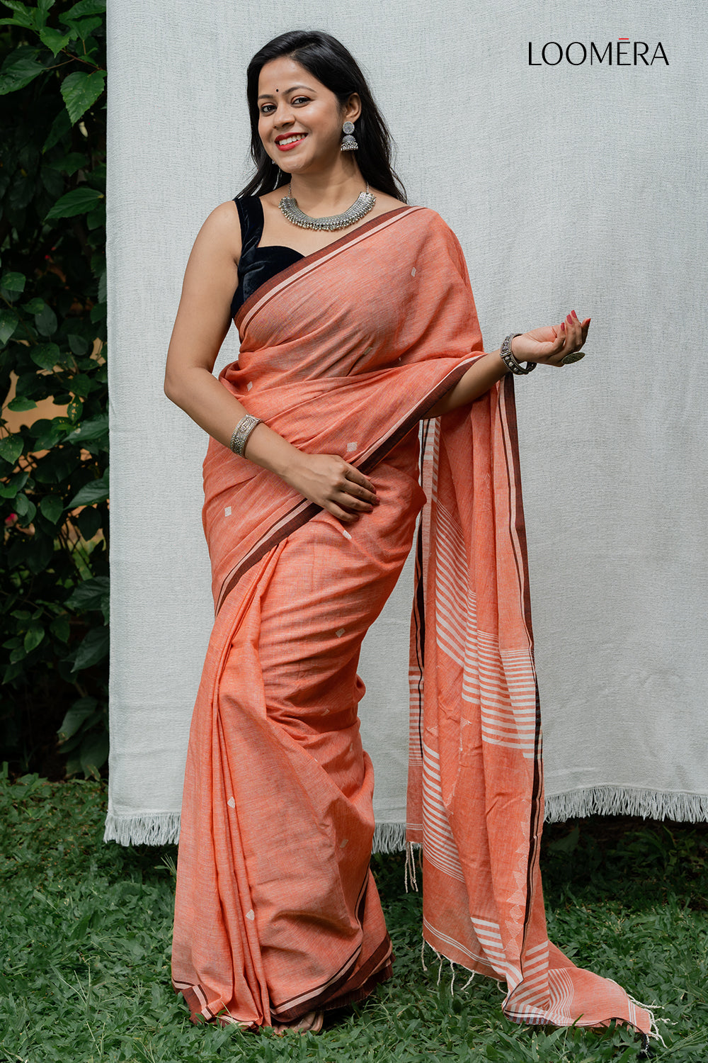 Handloom Saree Peach