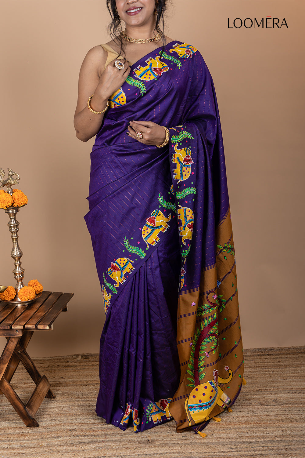 Handpainted Indigo Saree