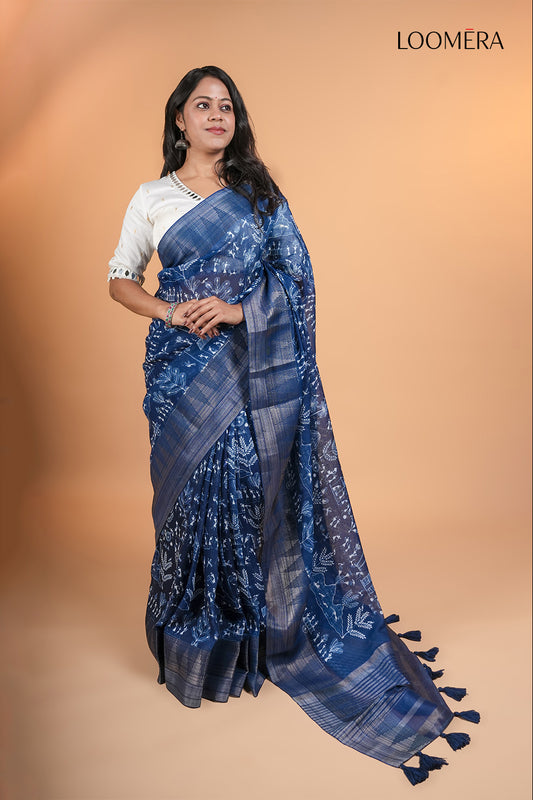 Indigo Blue Cotton Saree 