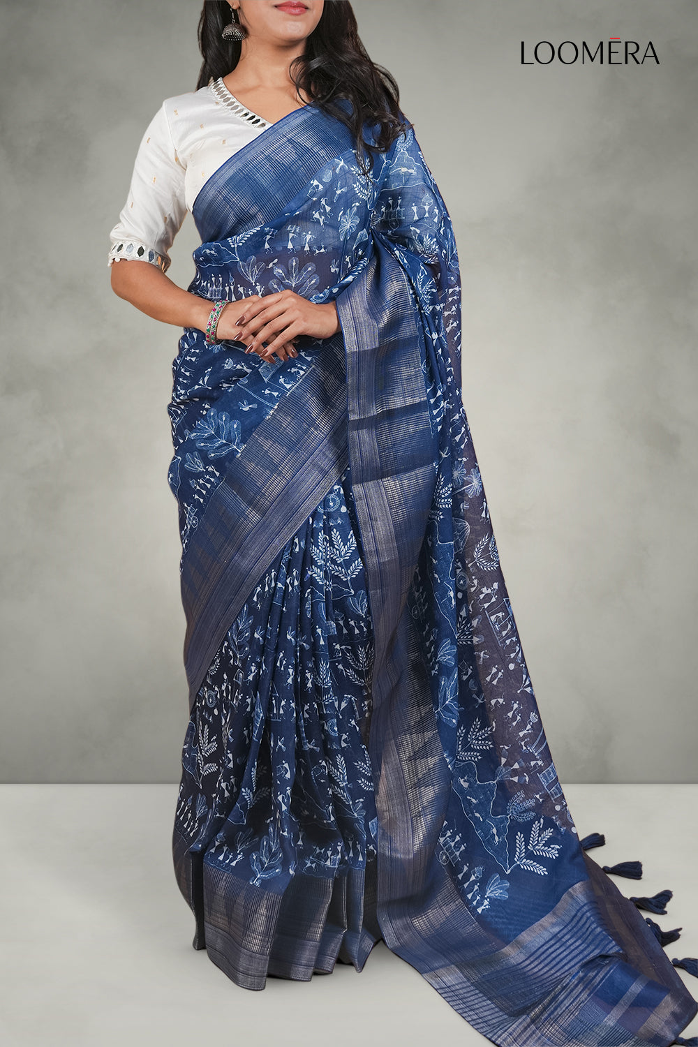Indigo Blue Cotton Saree