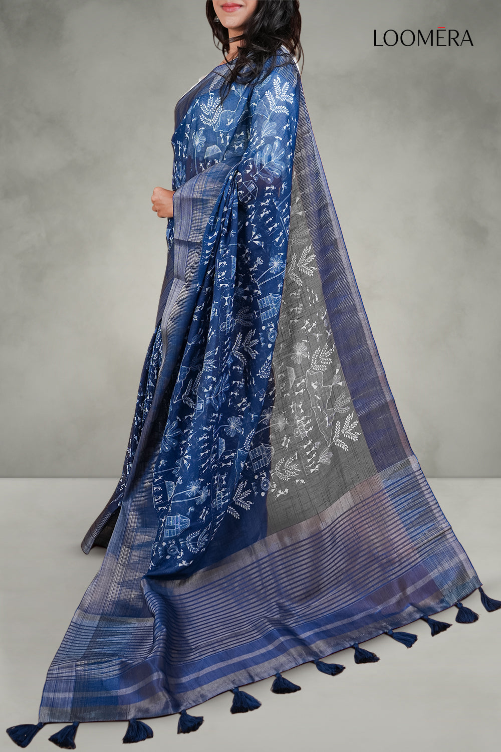 Indigo Saree with Blouse