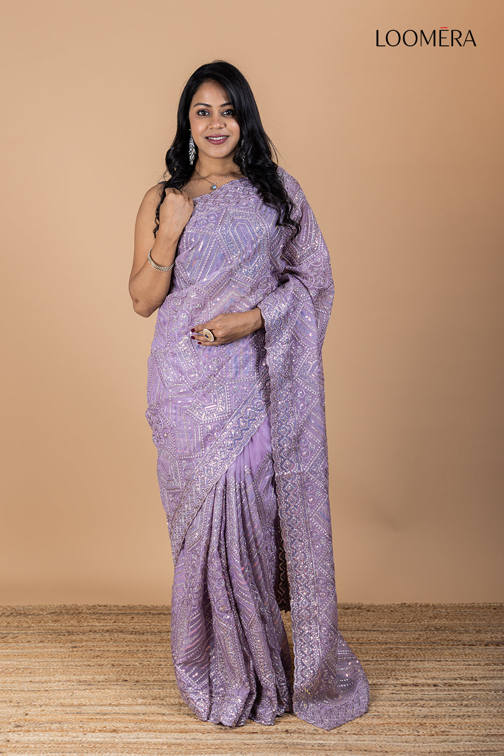 Lavender Organza Saree