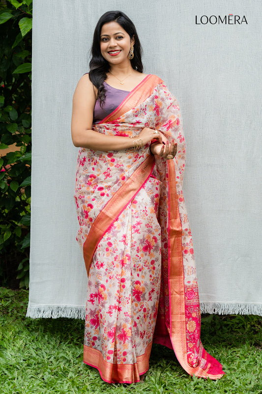 Light Peach Silk Saree