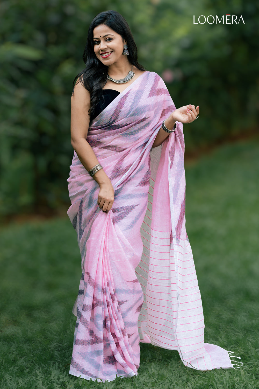 Light Pink Ikat Saree