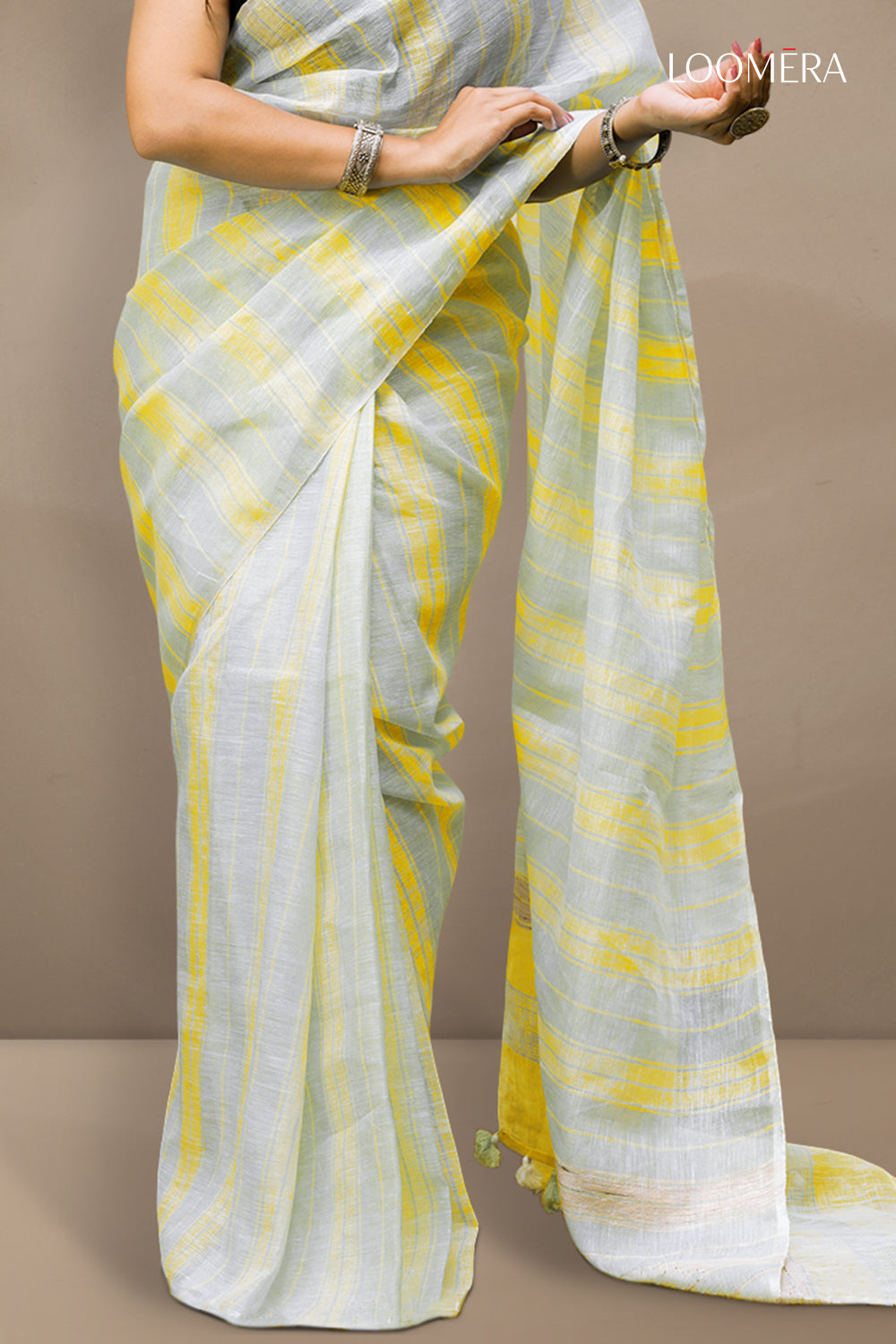 Light Sage and Yellow Saree