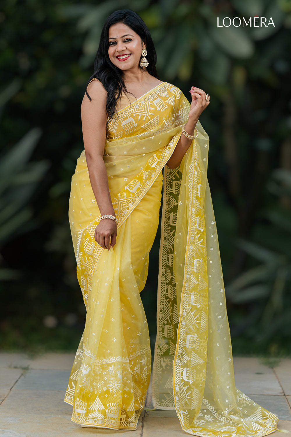 Light Yellow Organza Saree