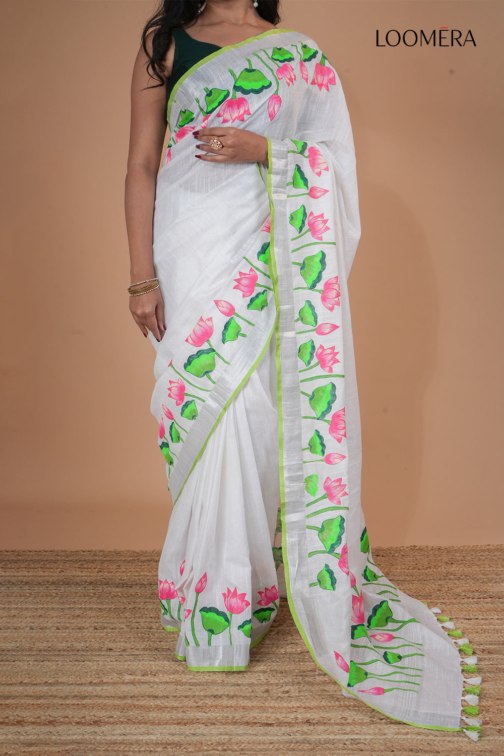 Linen Hand Painted Saree