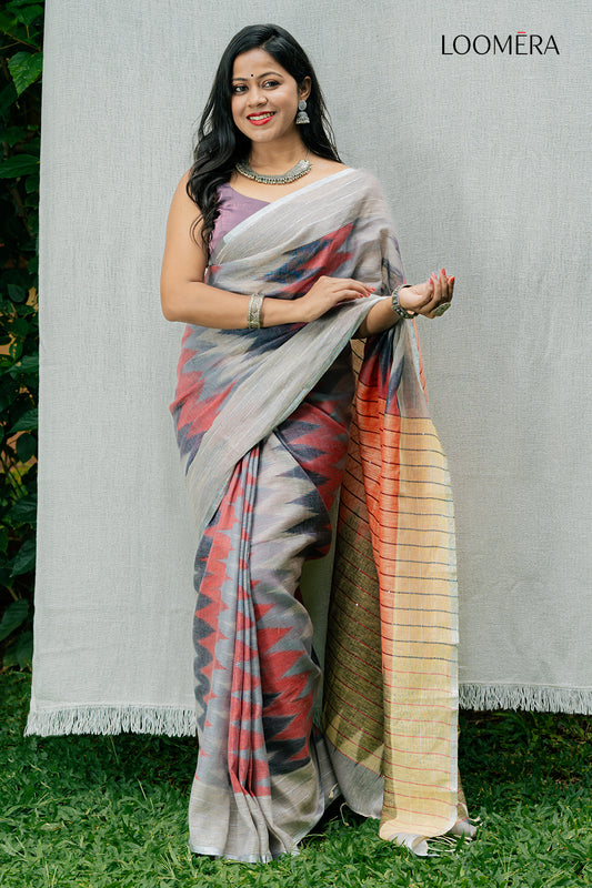 Linen Saree Grey 