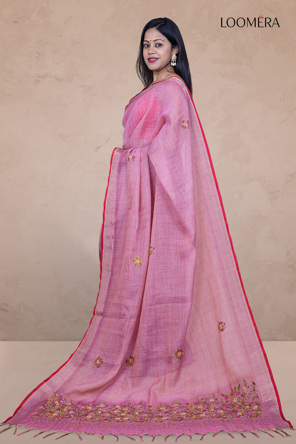Linen Saree Mauve