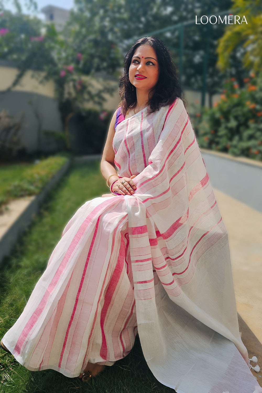 Linen Saree Soft Pink
