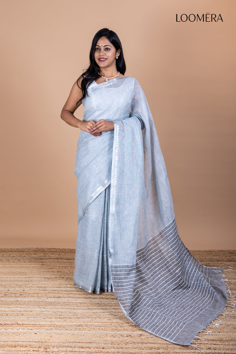 Linen Saree with Sequin Work
