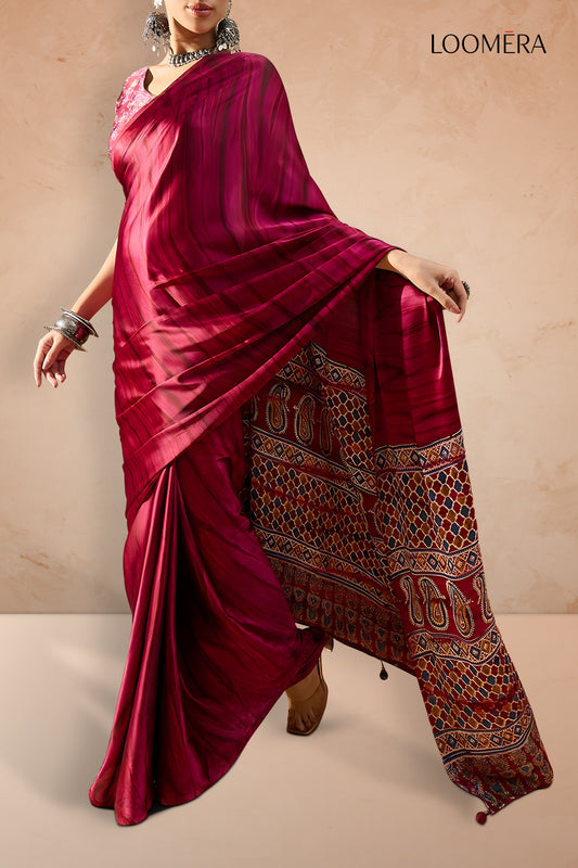 Maroon Gajji Silk Saree