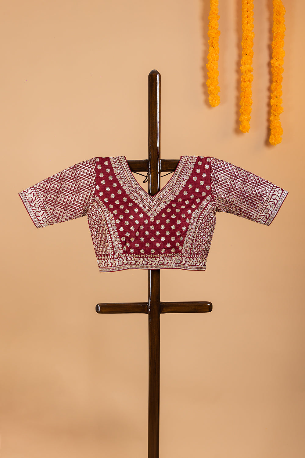 Maroon Readymade Blouse with Sequin Work