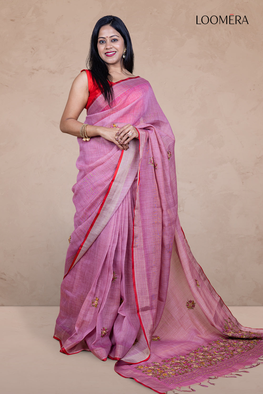 Mauve Linen Saree