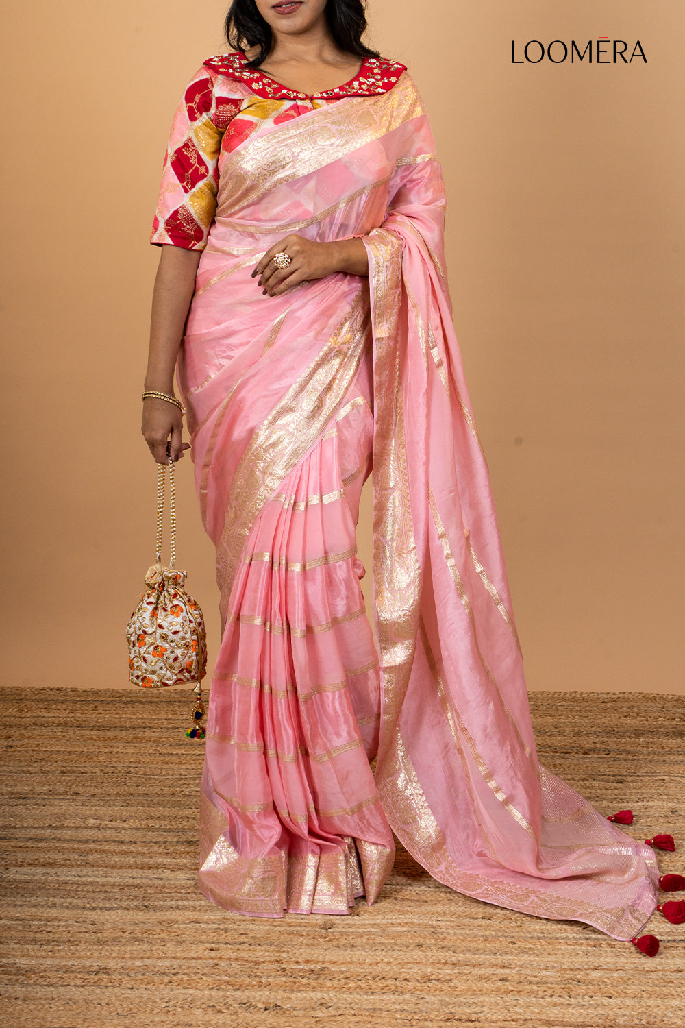 Mauve Pink Saree with Readymade Blouse