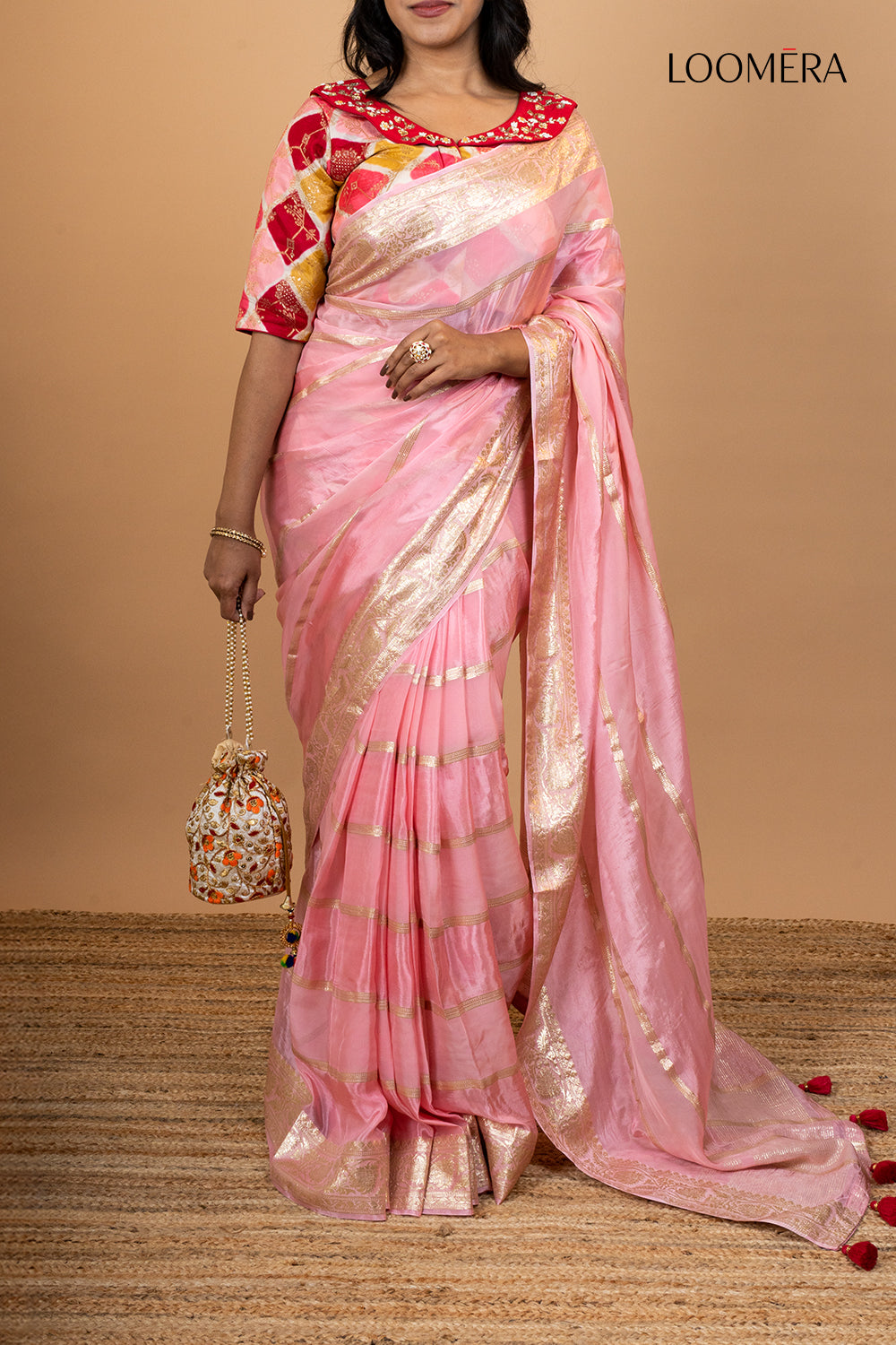 Mauve Pink Saree with Zari Border