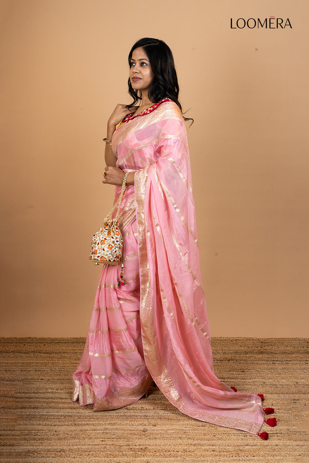 Mauve Pink Viscose Saree with Readymade Blouse