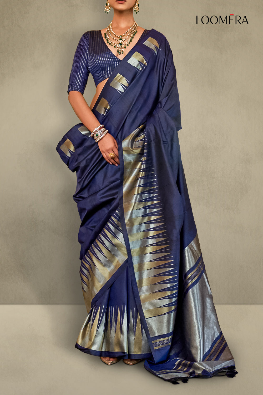 Midnight Blue Soft Silk Saree