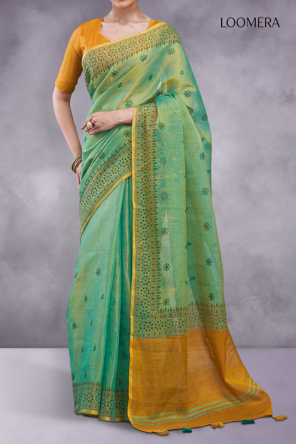 Moss Green Cotton Silk Saree