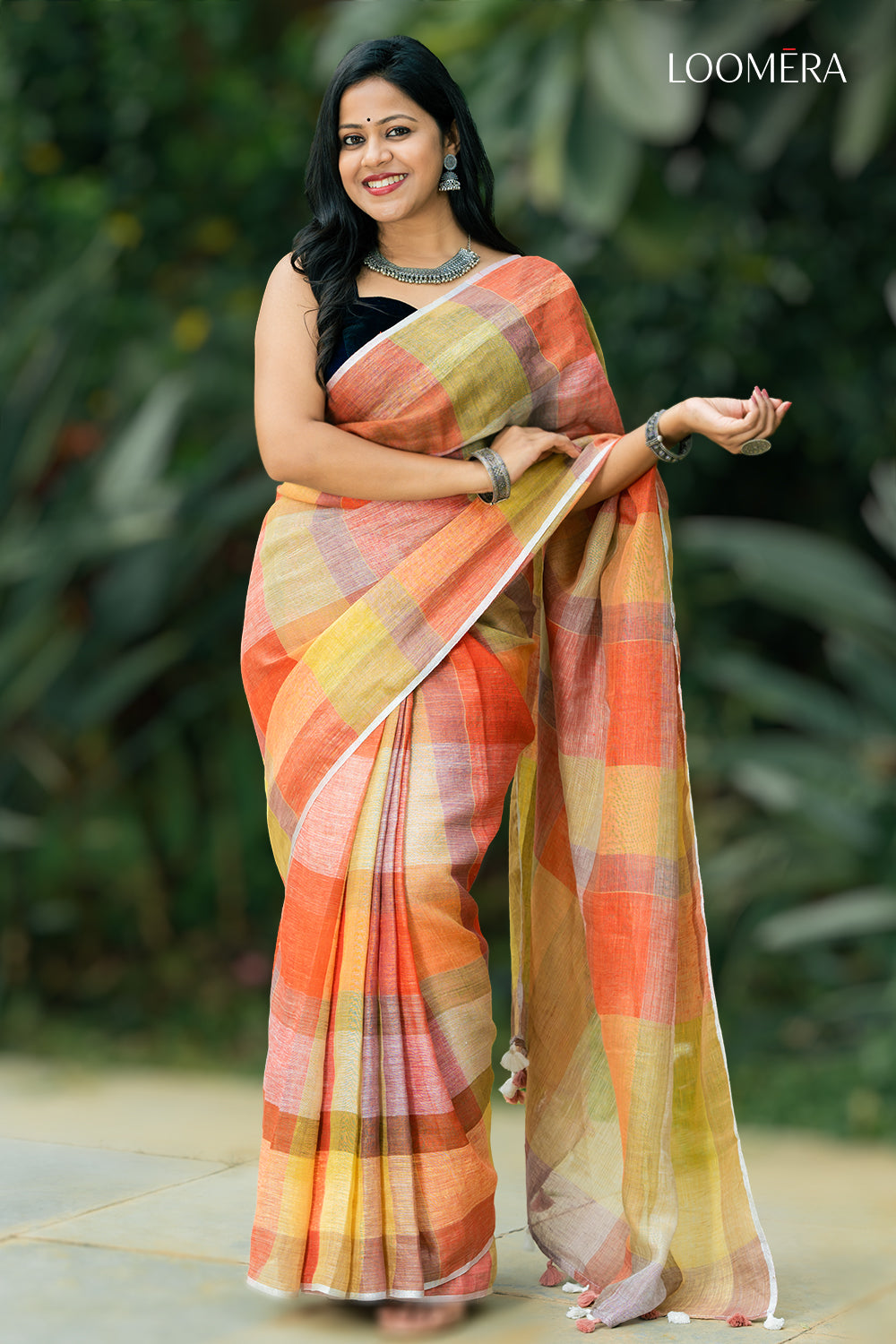 Multicolor Checkered Saree