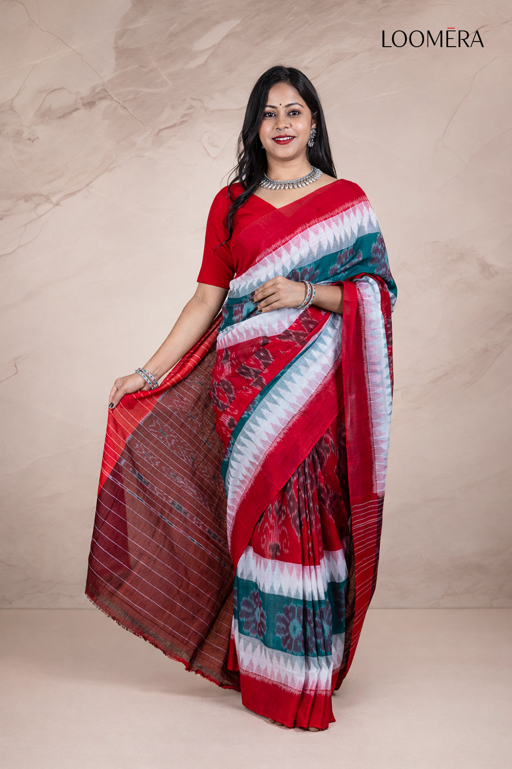 Multicolour Ikat Cotton Saree