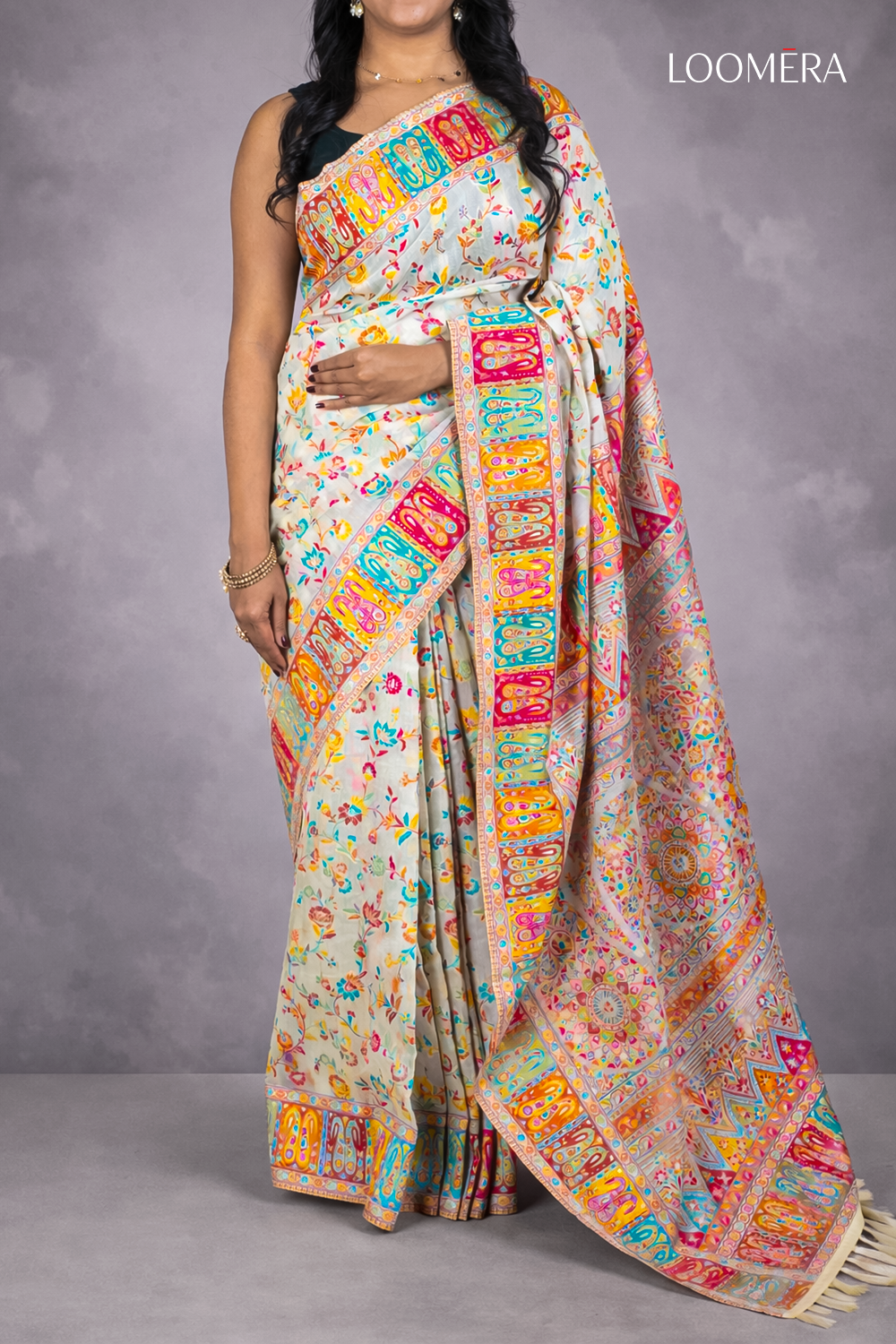 Multicolor Pashmina Saree