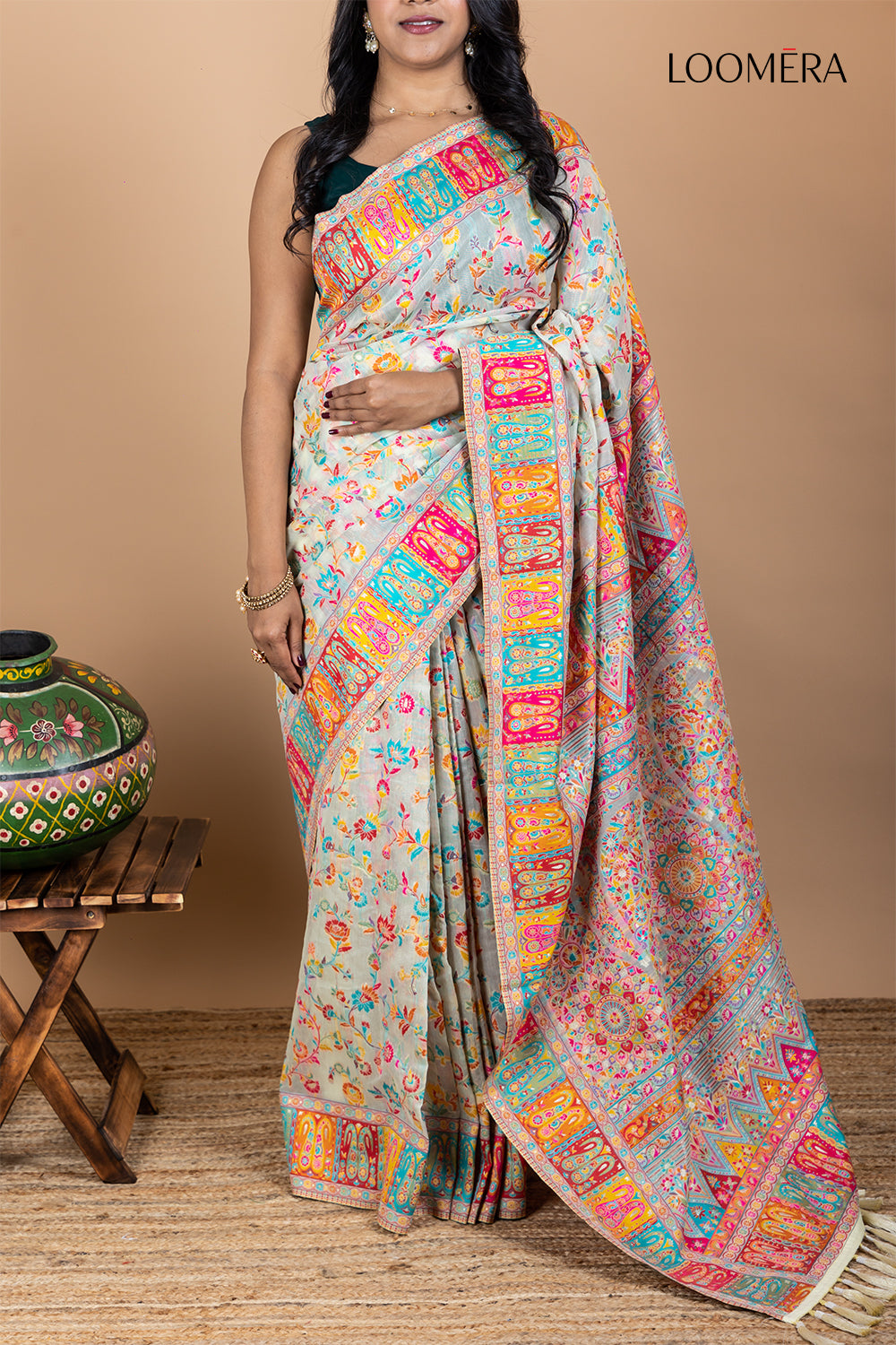 Multicolor Semi Silk Saree