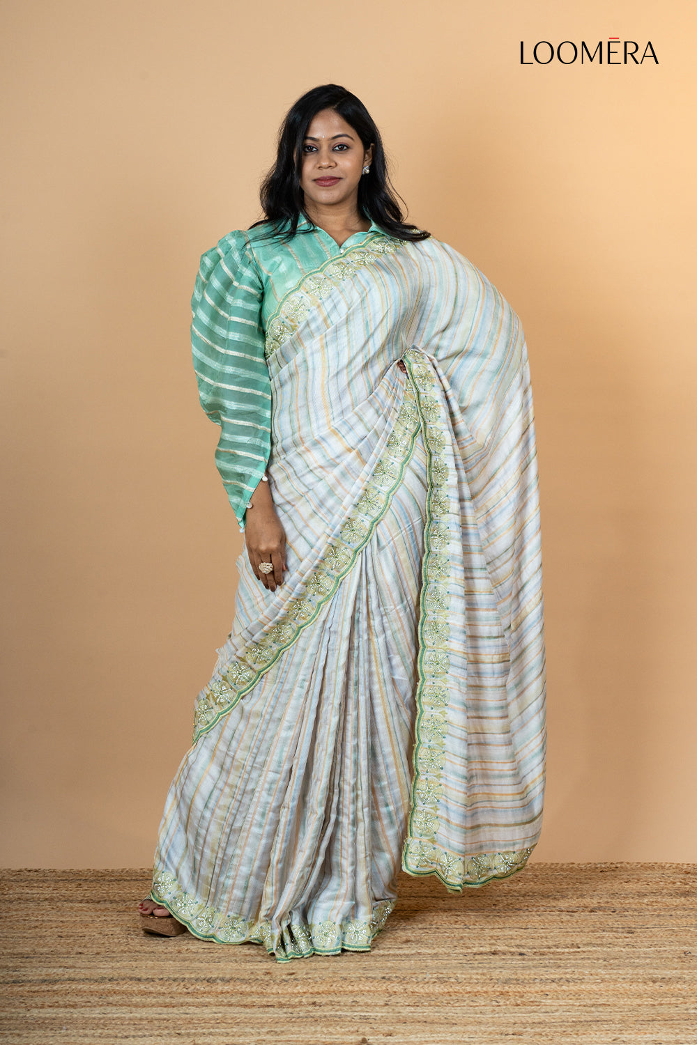 Multicolour Cotton Saree with Fancy Blouse