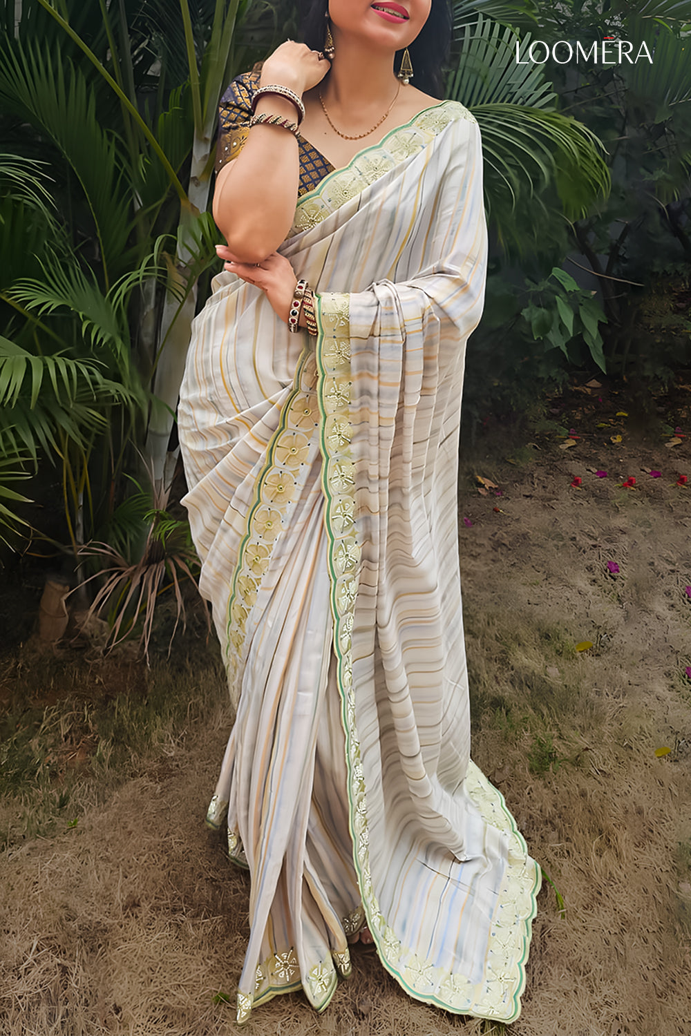 Multicolour Jute Cotton Saree with Fancy Blouse