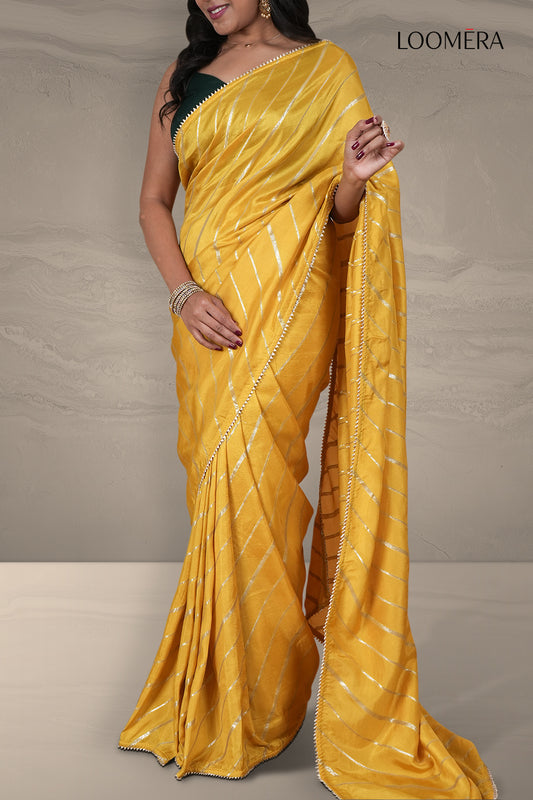 Mustard Yellow Saree with Elegant Zari