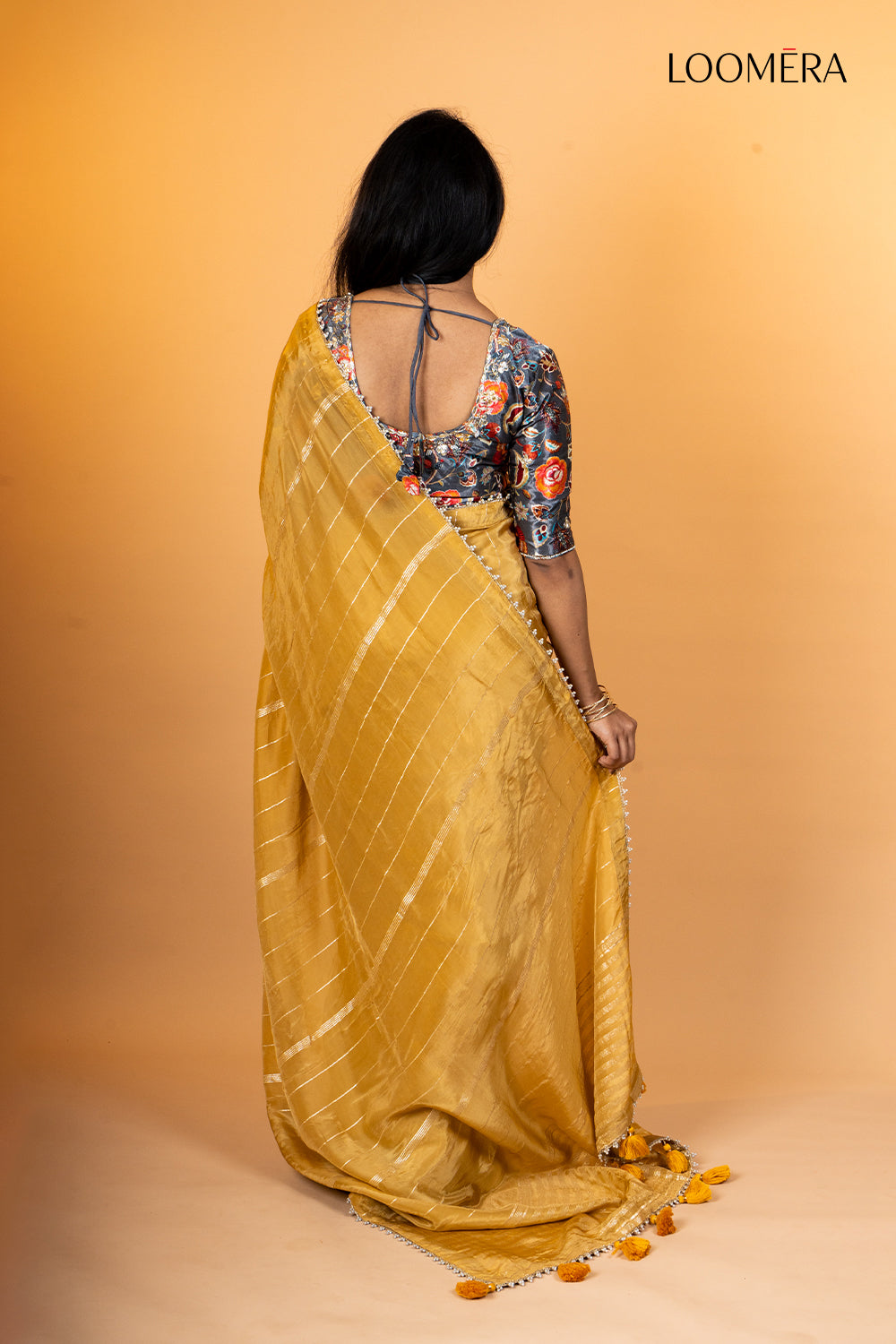 Mustard Yellow Saree with Readymade Blouse