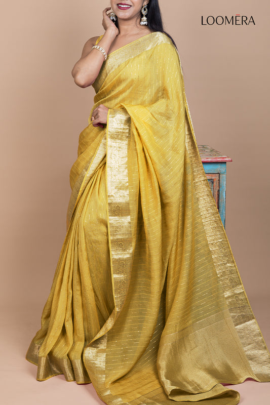 Mustard Yellow Sequined Saree